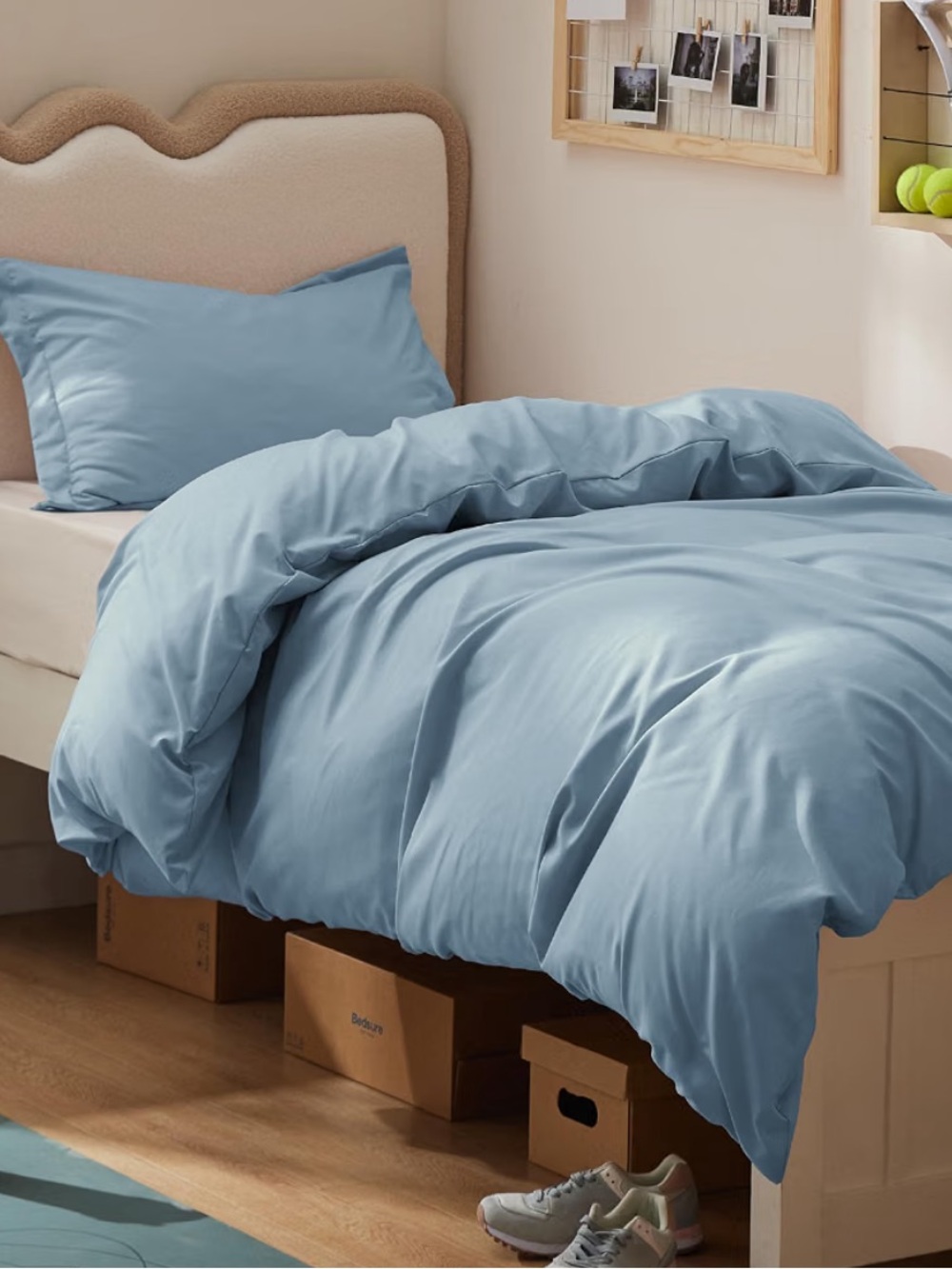 NEW Bedsure Twin/Twin XL Duvet Cover, Double Brushed Bedding Set, Mineral Blue